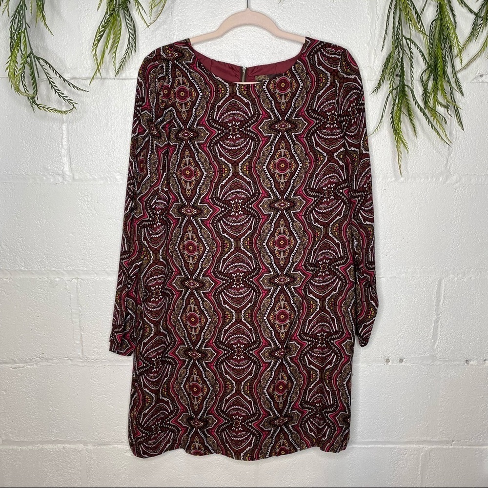PrAna CeCe Medallion Print Fully Lined Long Sleeve Dress Size Medium